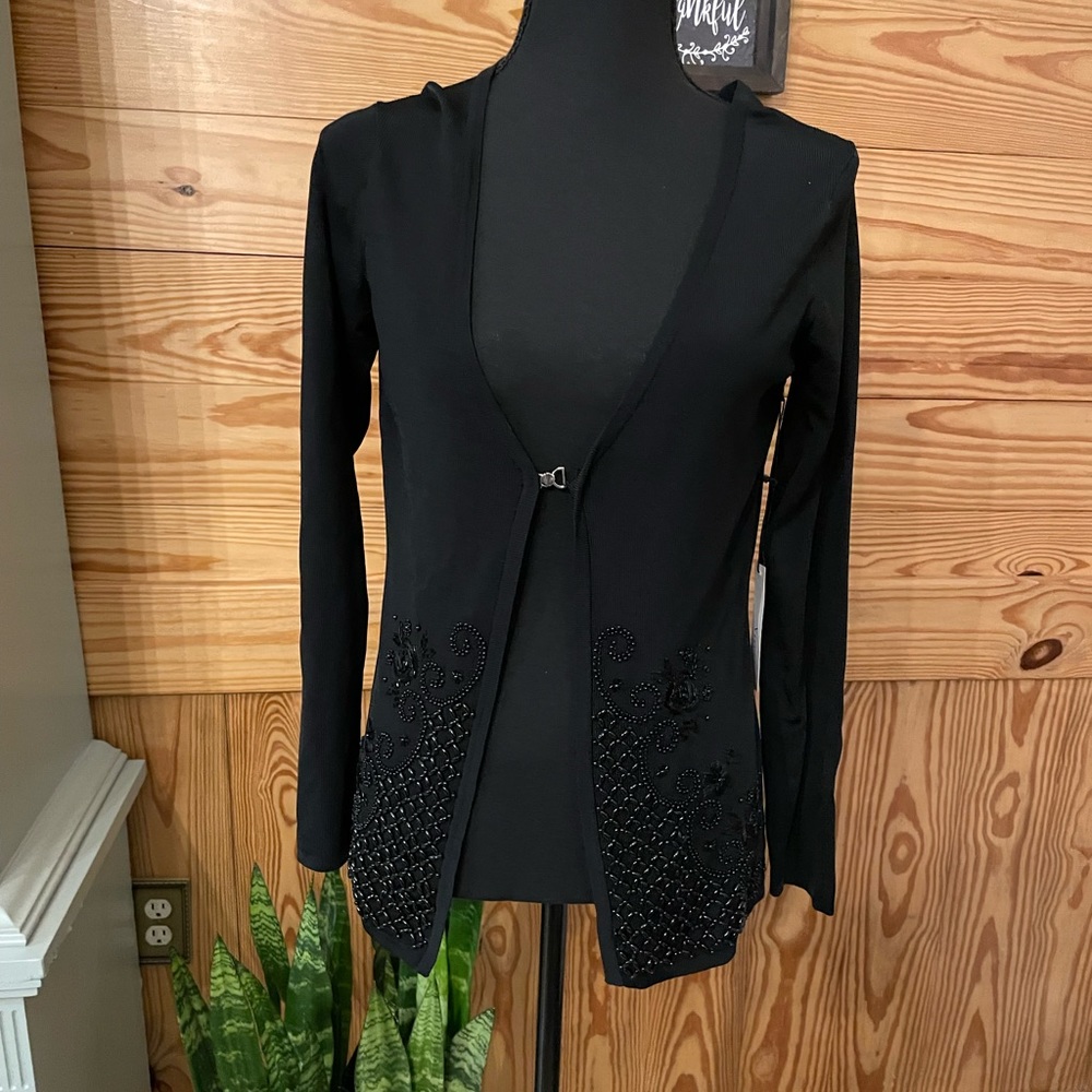 NWT Vertigo Paris beaded clip front cardigan very dressy!!